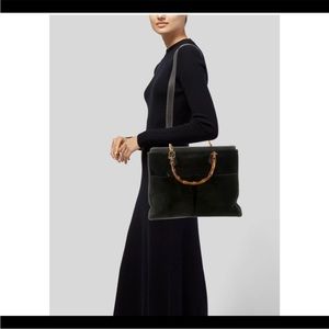 Vintage Gucci Diana Black Suede Bamboo Two Way